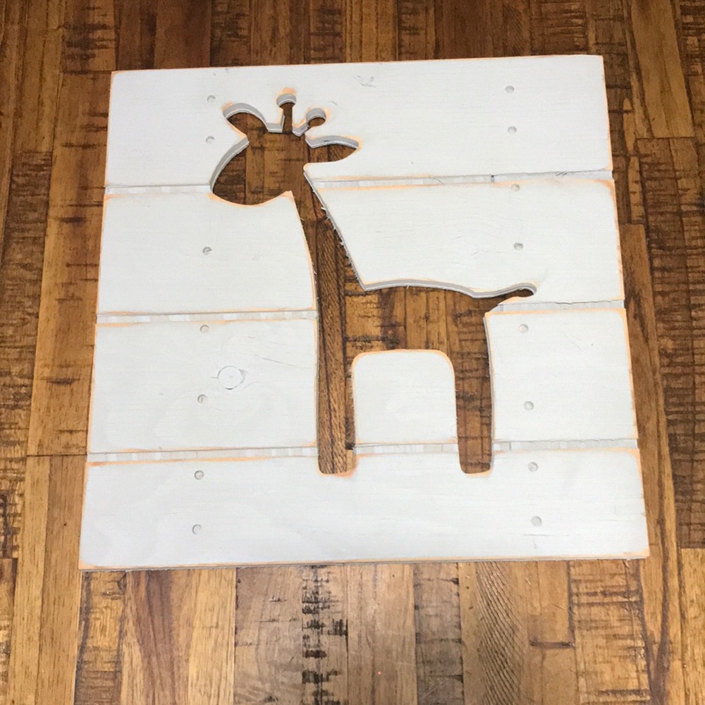 Baby nursery giraffe wooden cutout wall art gray